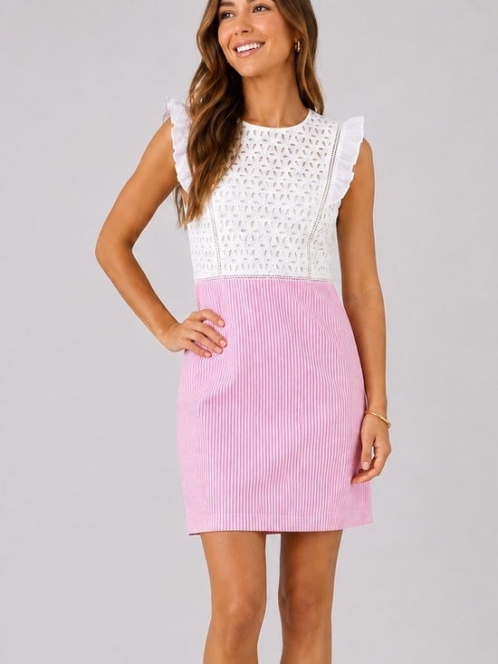 Lilly Pulitzer Dresses & Skirts - Lilly Pulitzer Maya Shift Dress Pink White Eyelet Size 4 NWT